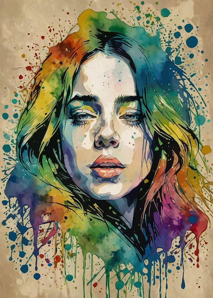 Billie Eilish Watercolor Portrait