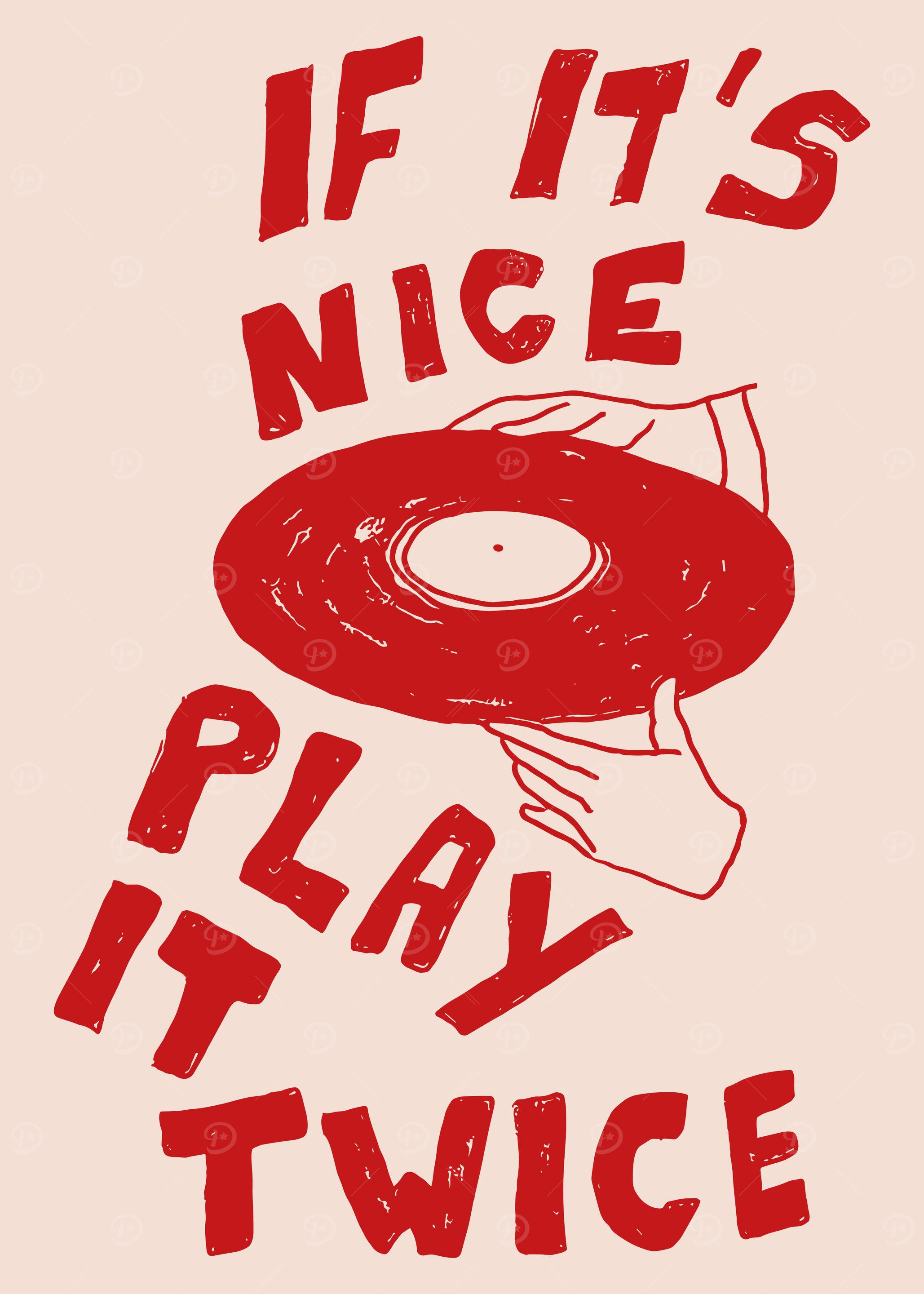 If it's Nice Play it Twice Print, Vintage Music Wall Art, Record Player Poster, Trendy Poster, Band Studio Decor