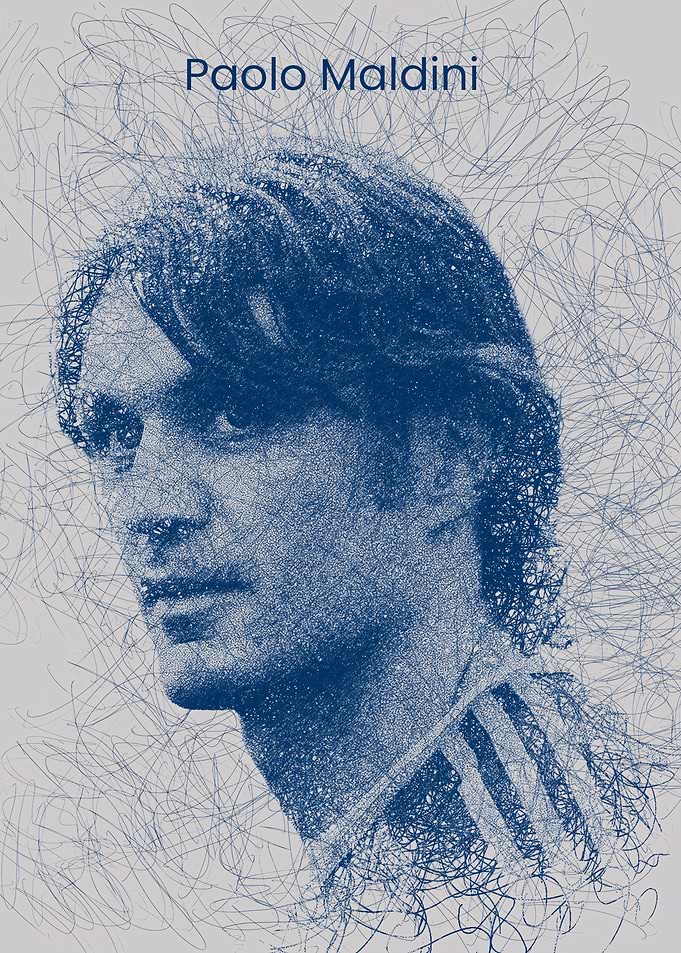 Paolo Maldini Line Art Portrait