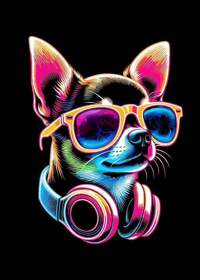 Cool Chihuahua with Headphones