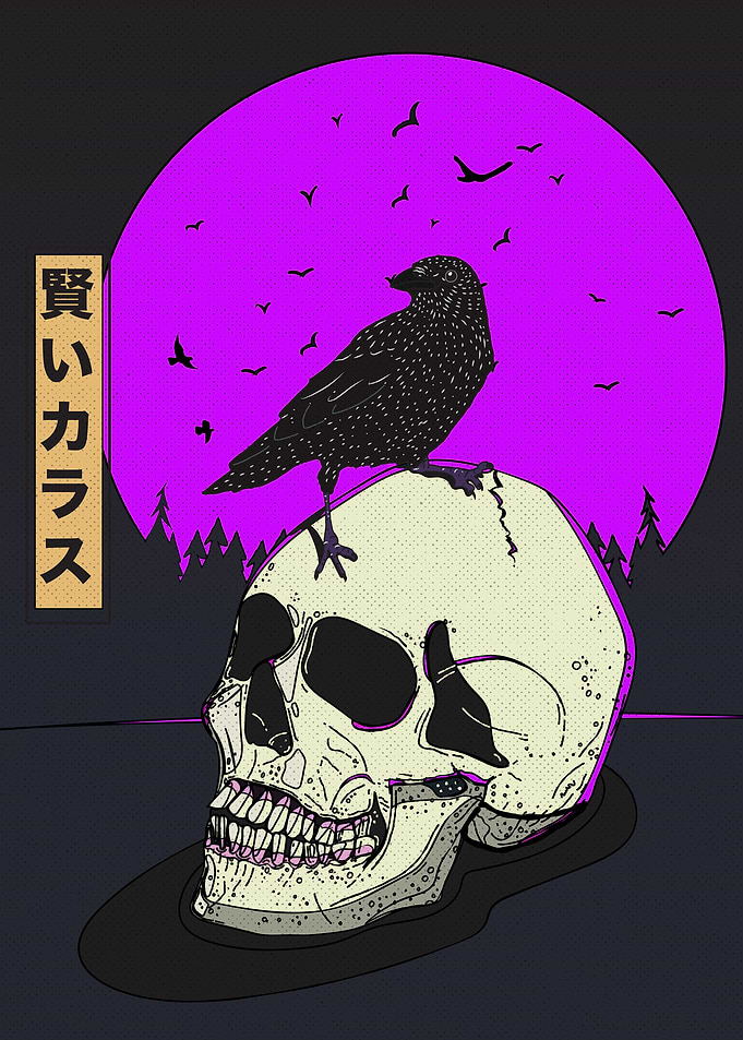 Crow on Skull
