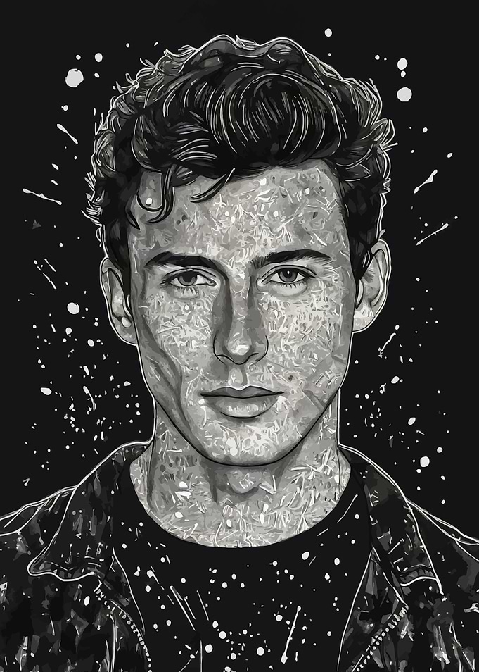 Shawn Mendes Black and White Portrait