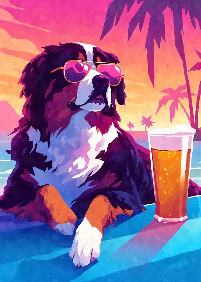 80s Retro Bernese Mountain Dog