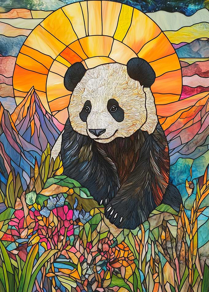 Panda in Mountain Sunset