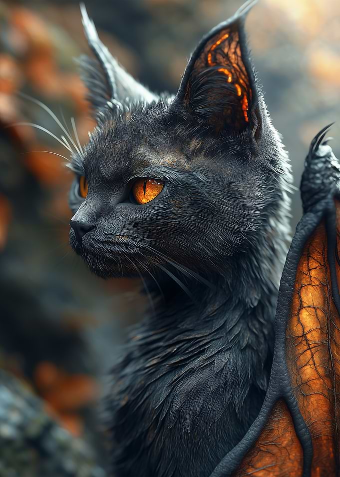 Black Cat with Wings
