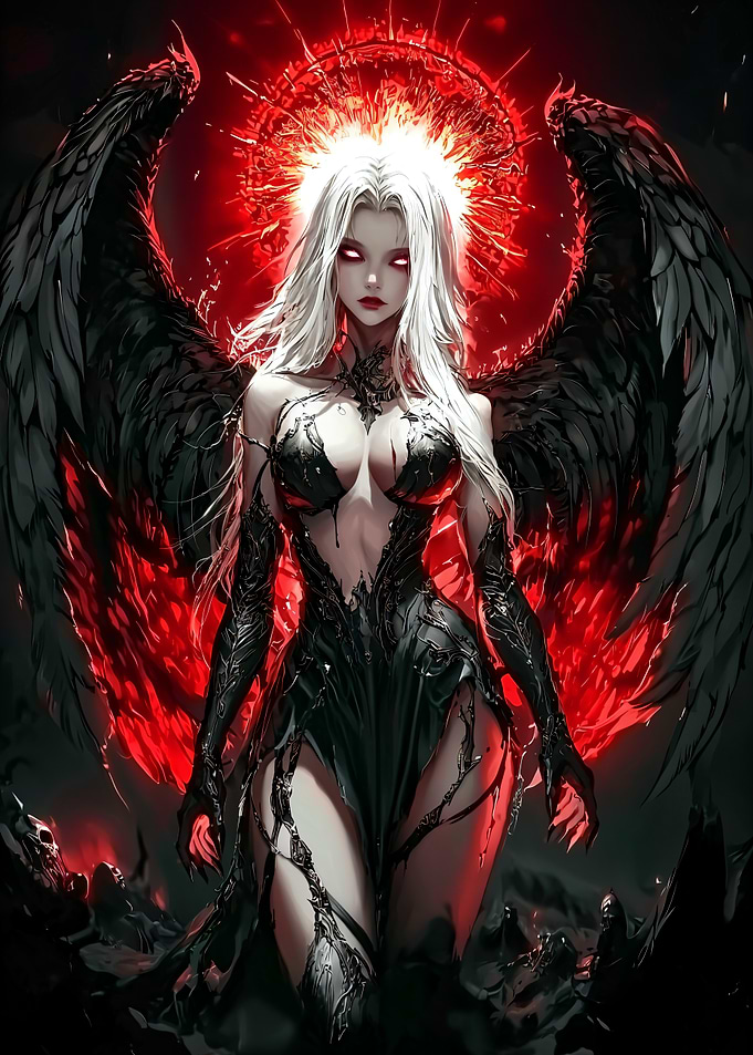 Dark Angel with Red Halo