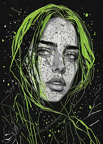 Billie Eilish Green Hair Portrait