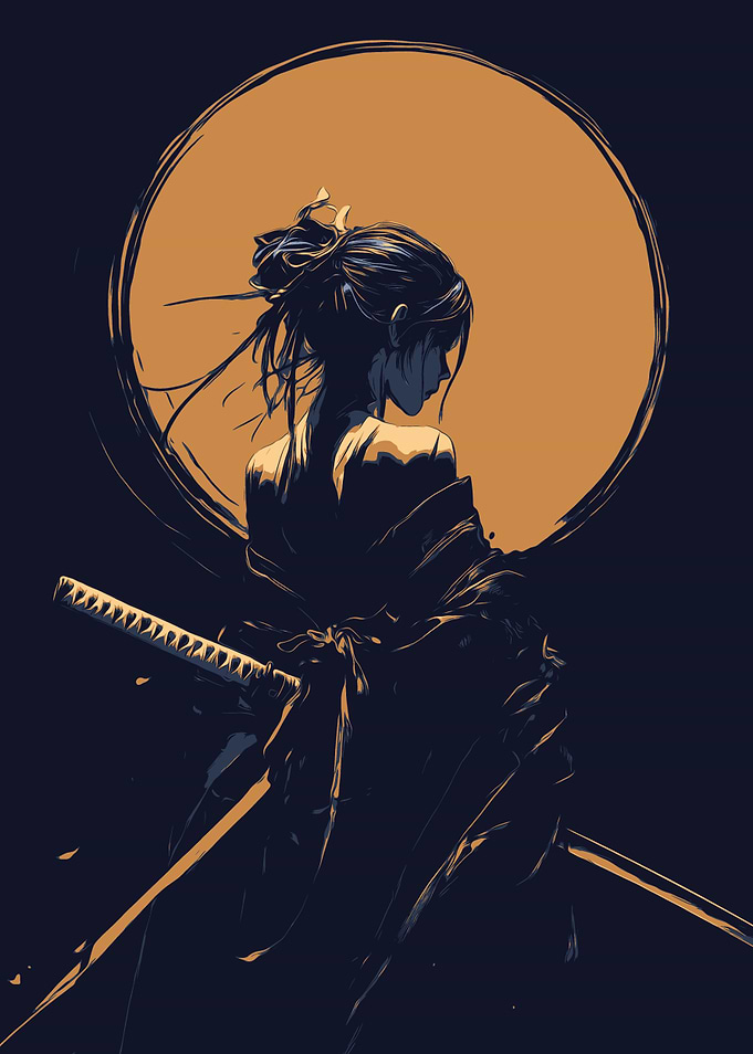 Samurai Woman Silhouette