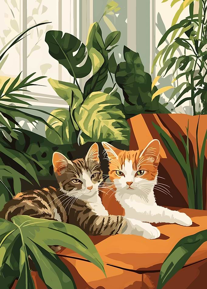 Two Cats in a Sunlit Room