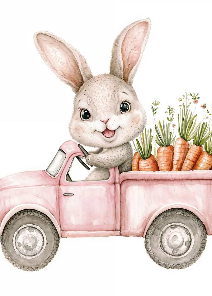 Bunny in Pink Truck