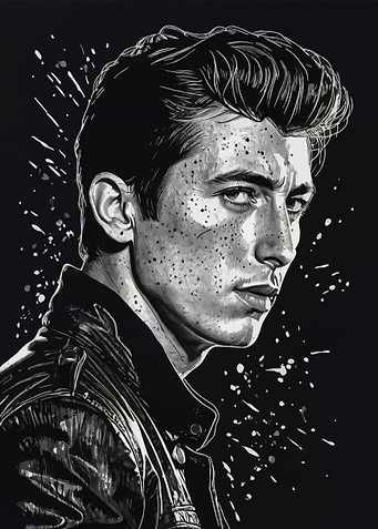 Alex Turner Black and White Portrait