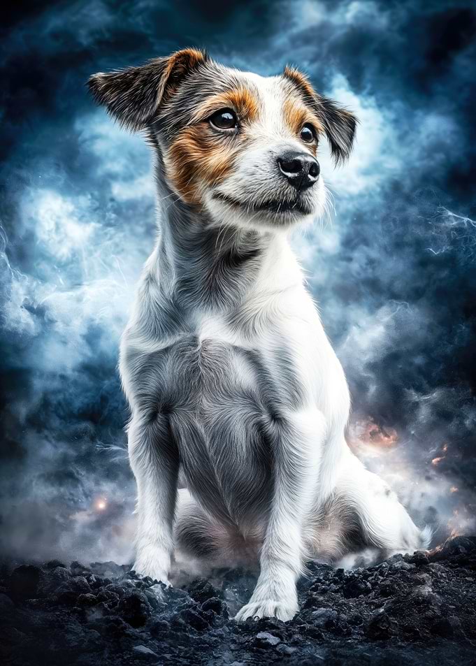 Jack Russell Terrier in Storm