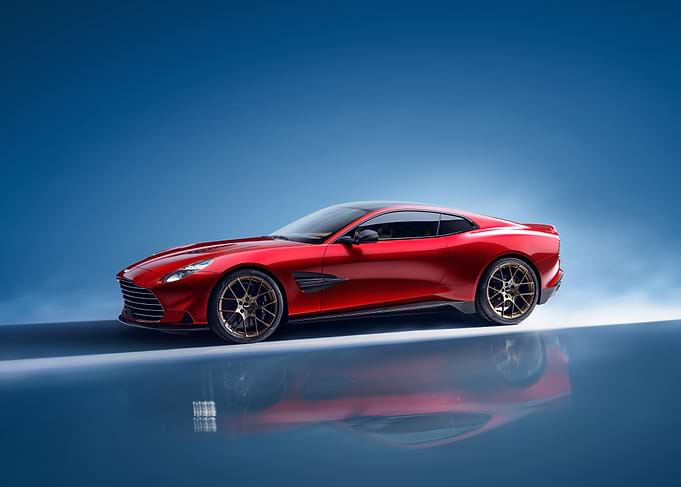 Red Sports Car on Blue Background