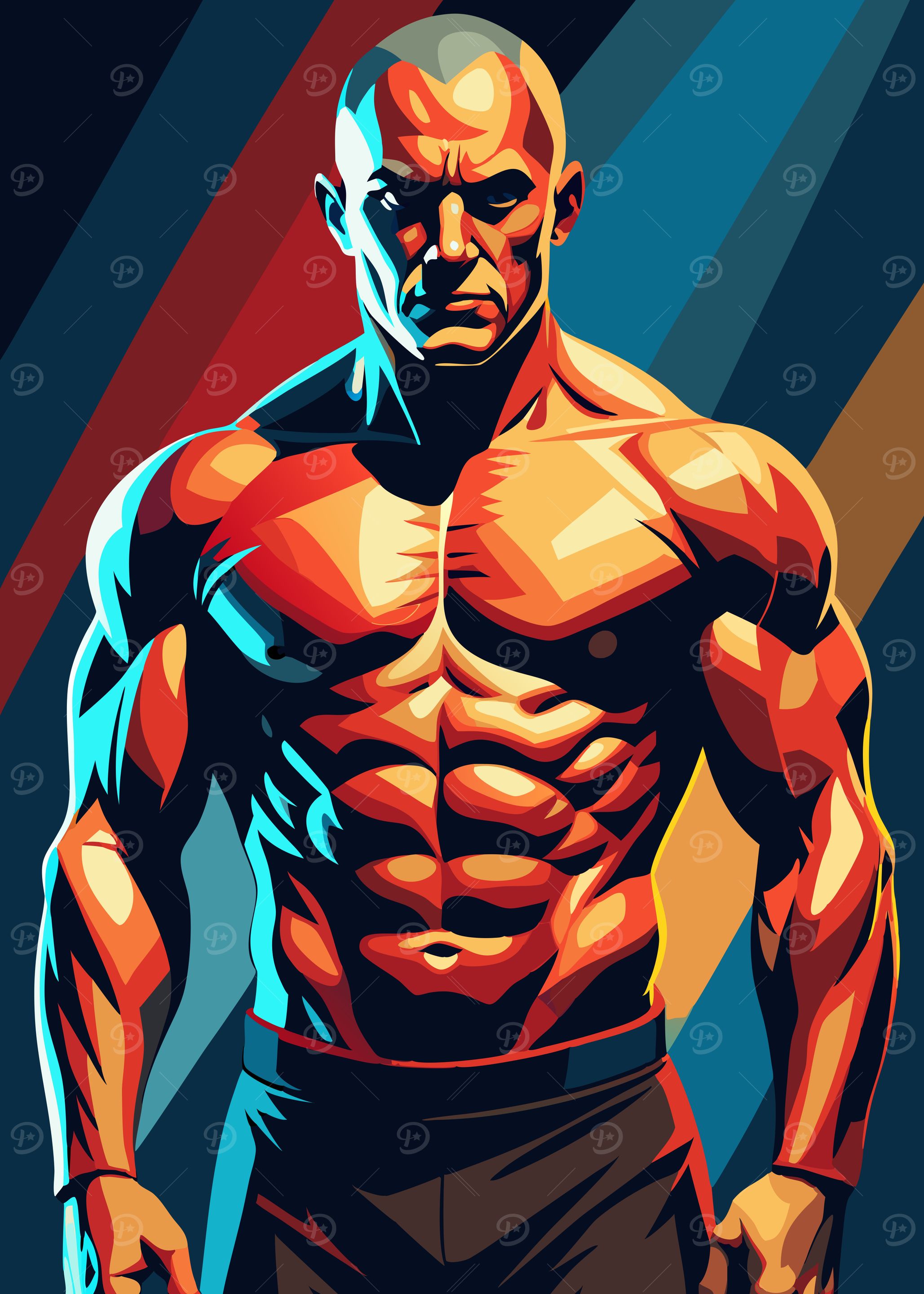 Muscular Fighter Portrait