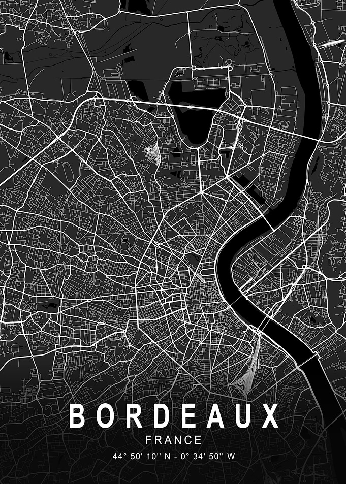 Bordeaux Dark City Map