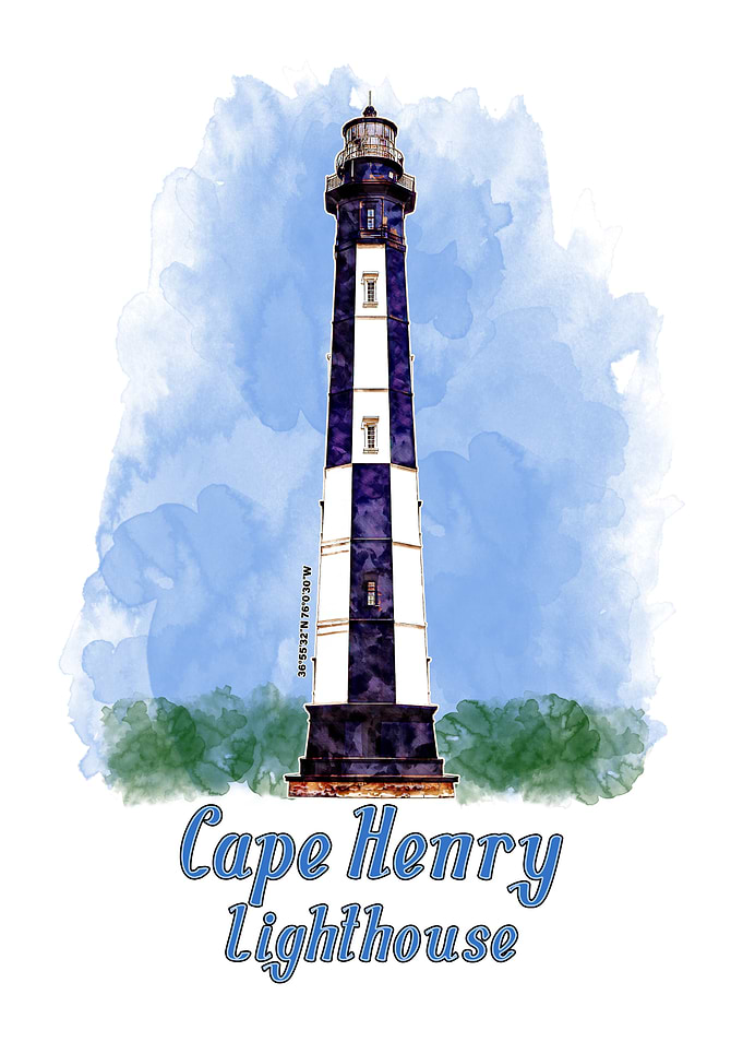 Cape Henry Lighthouse Watercolor - Virginia