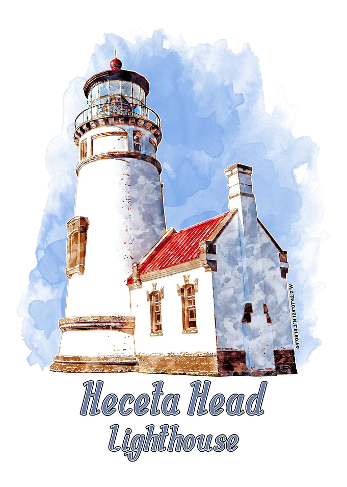 Heceta Head Lighthouse Watercolor - Oregon
