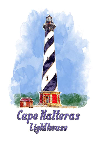Cape Hatteras Lighthouse Watercolor - North Carolina