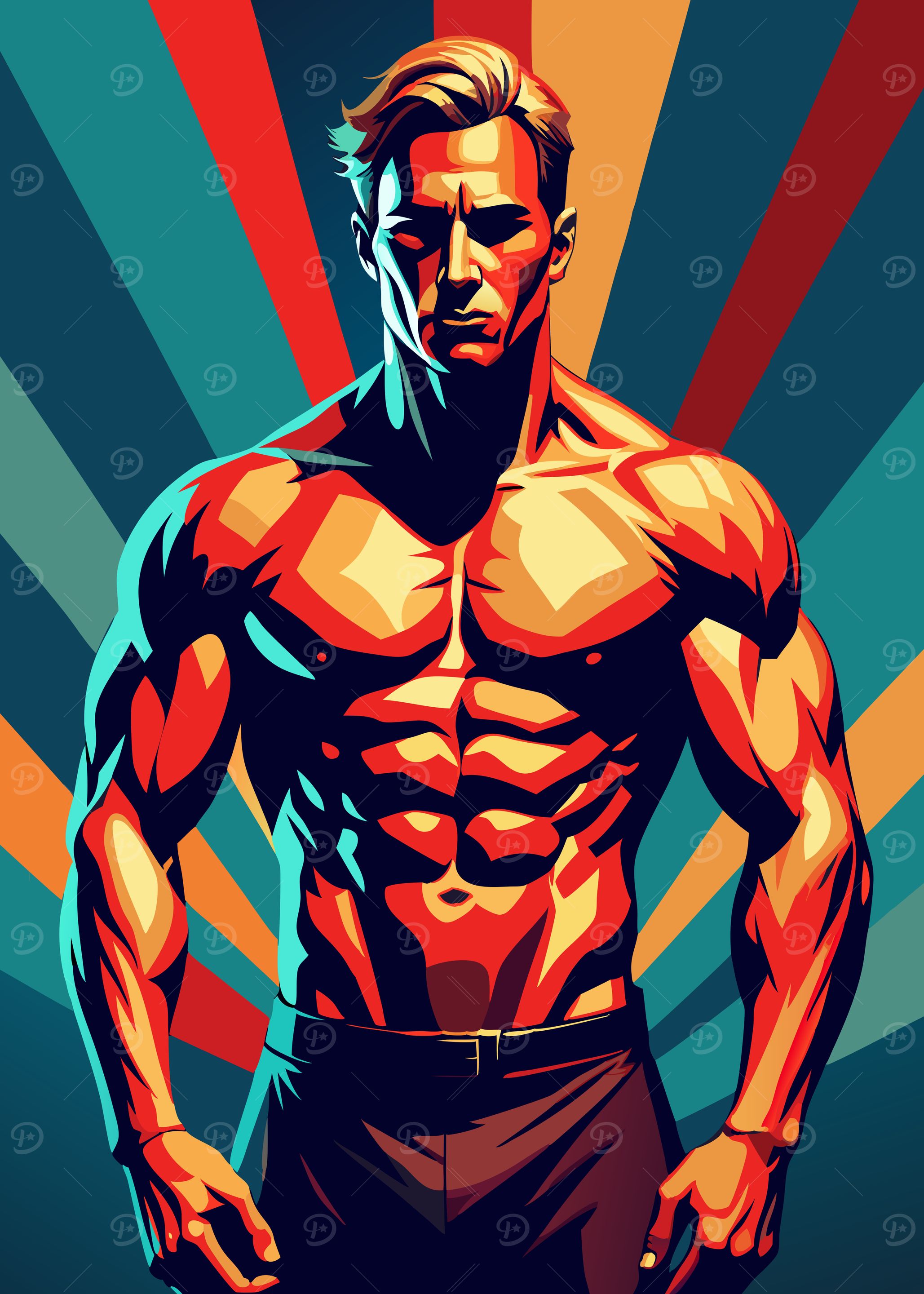 Muscular Man Retro Art