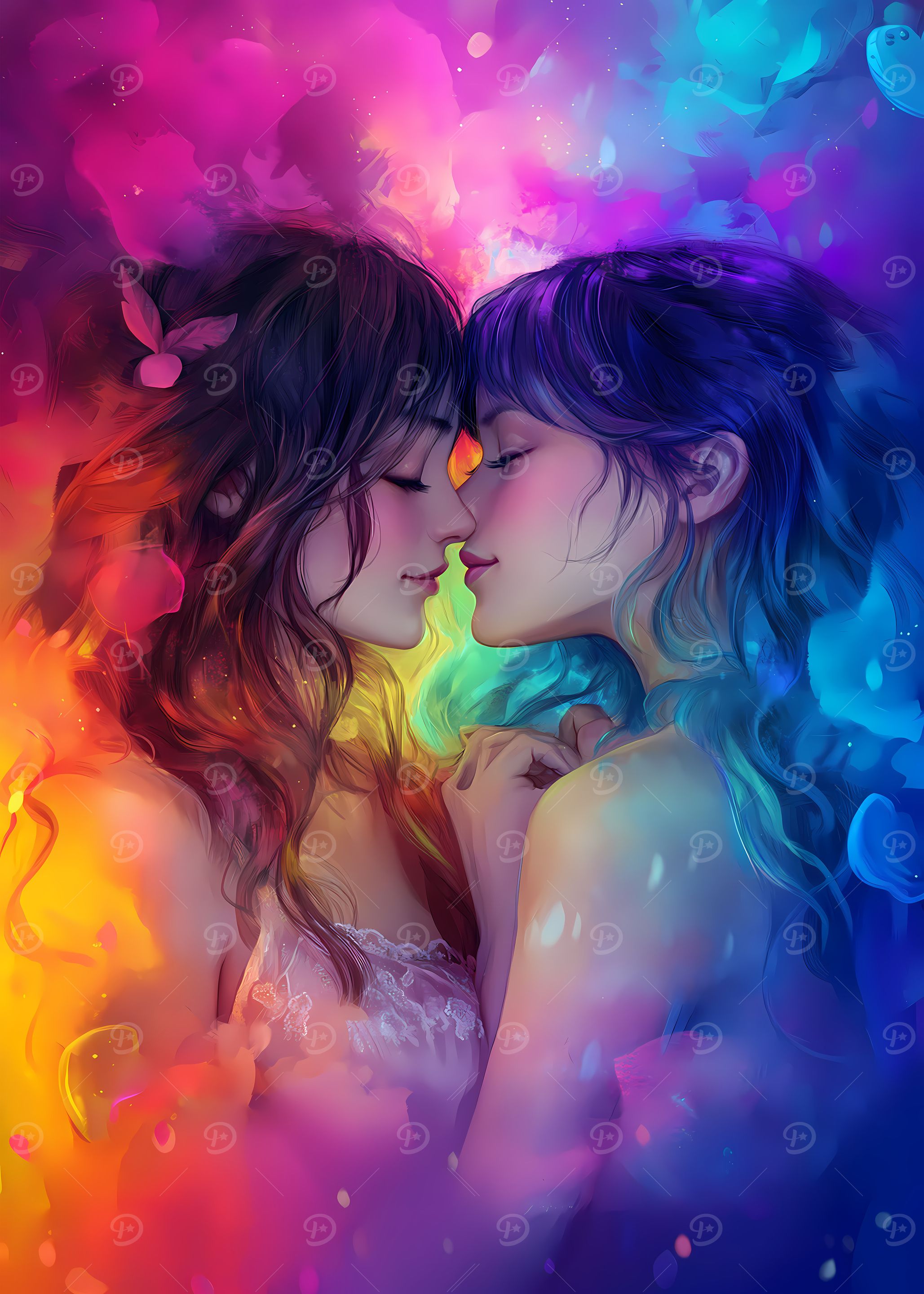 LGBTQ Pride Anime Couple Embrace