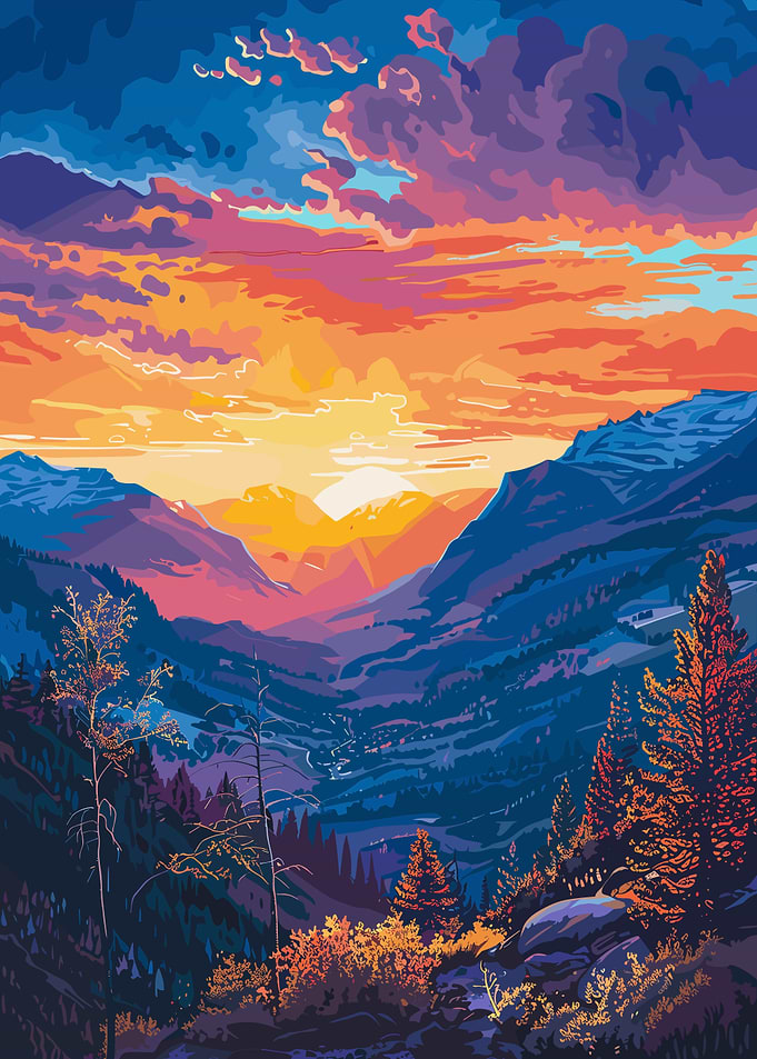 Mountain Sunset Landscape