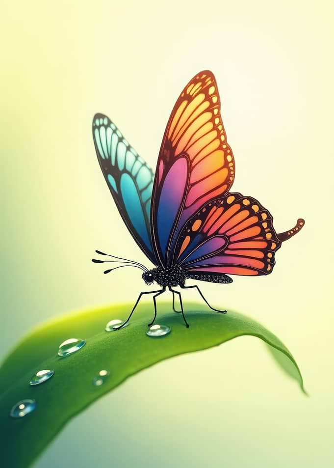 Colorful Butterfly on Leaf