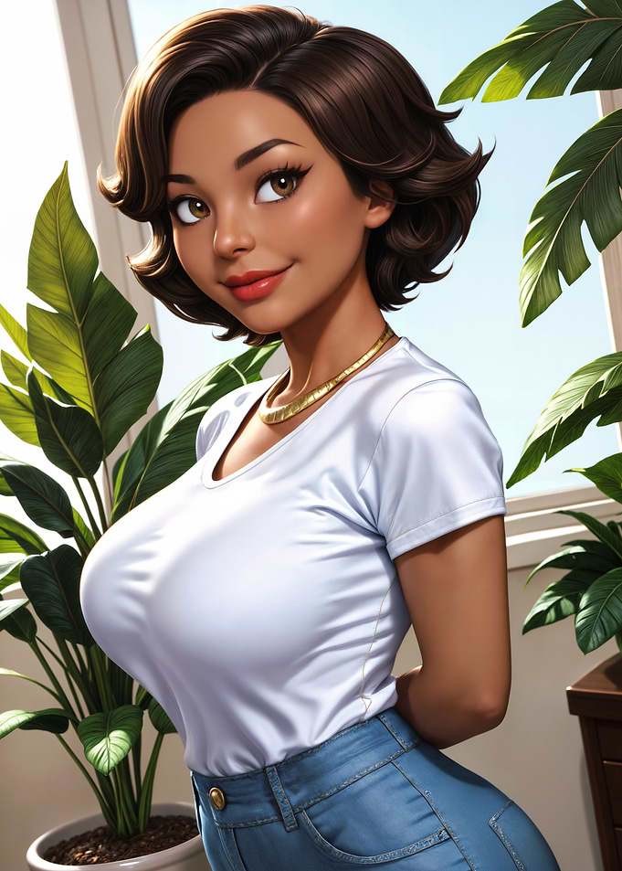 Smiling Cartoon Woman