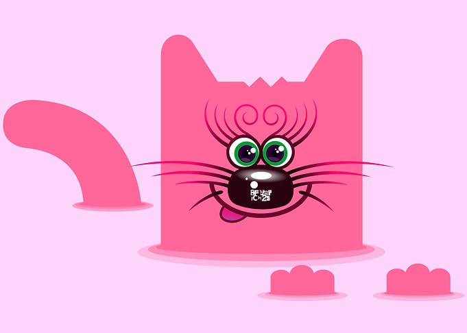 Pink Cartoon Cat