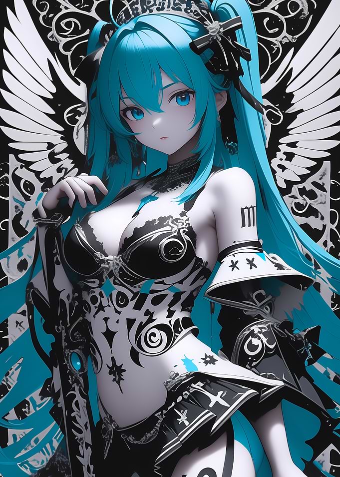Anime Girl with Blue Hair Gaming