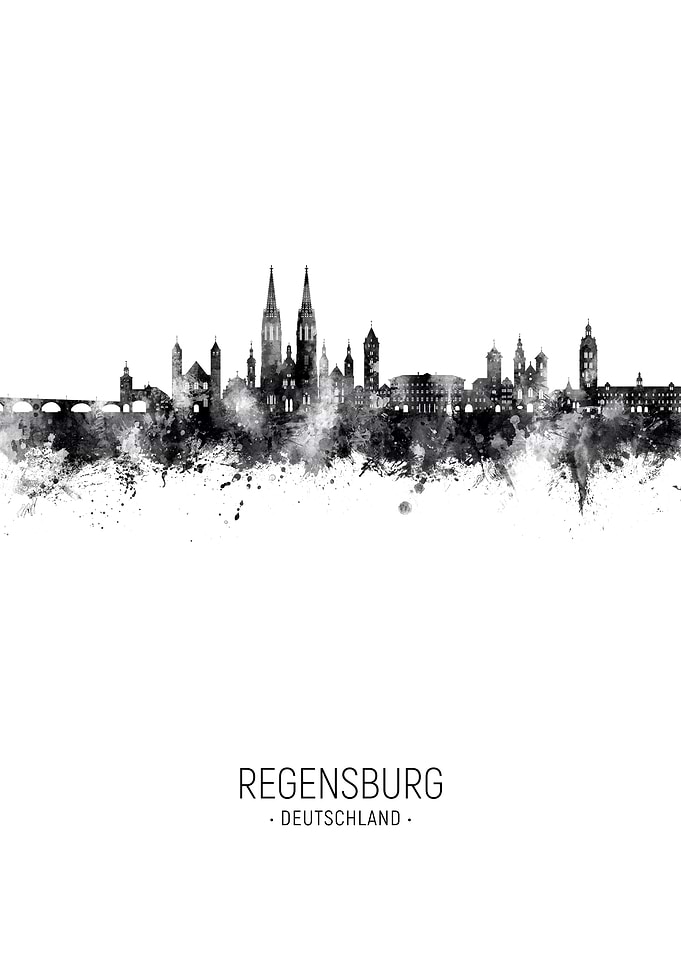 Regensburg Skyline Watercolor