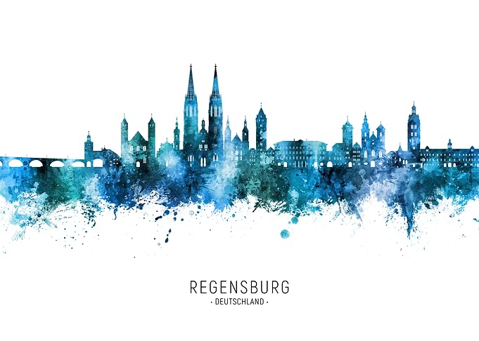 Regensburg Skyline Watercolor
