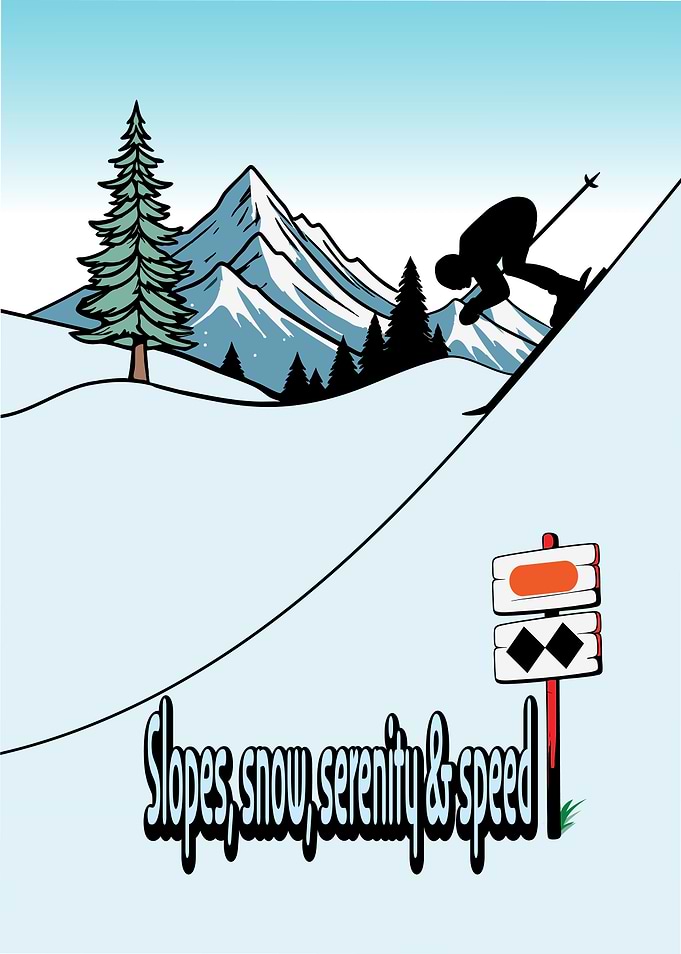Skiing Mountain Scene