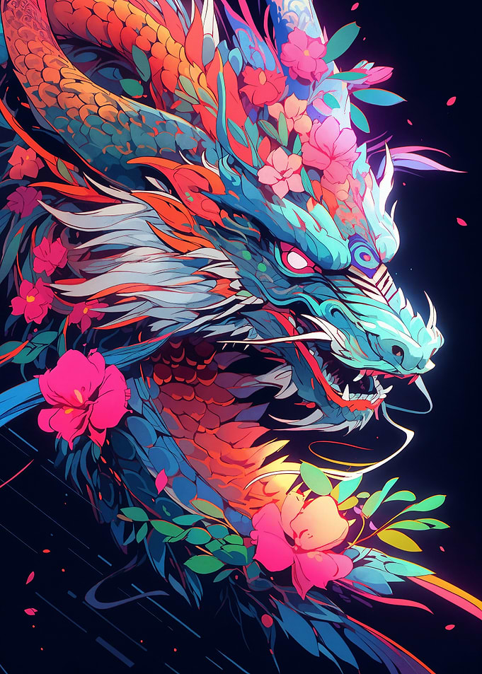 Dragon with Flowers