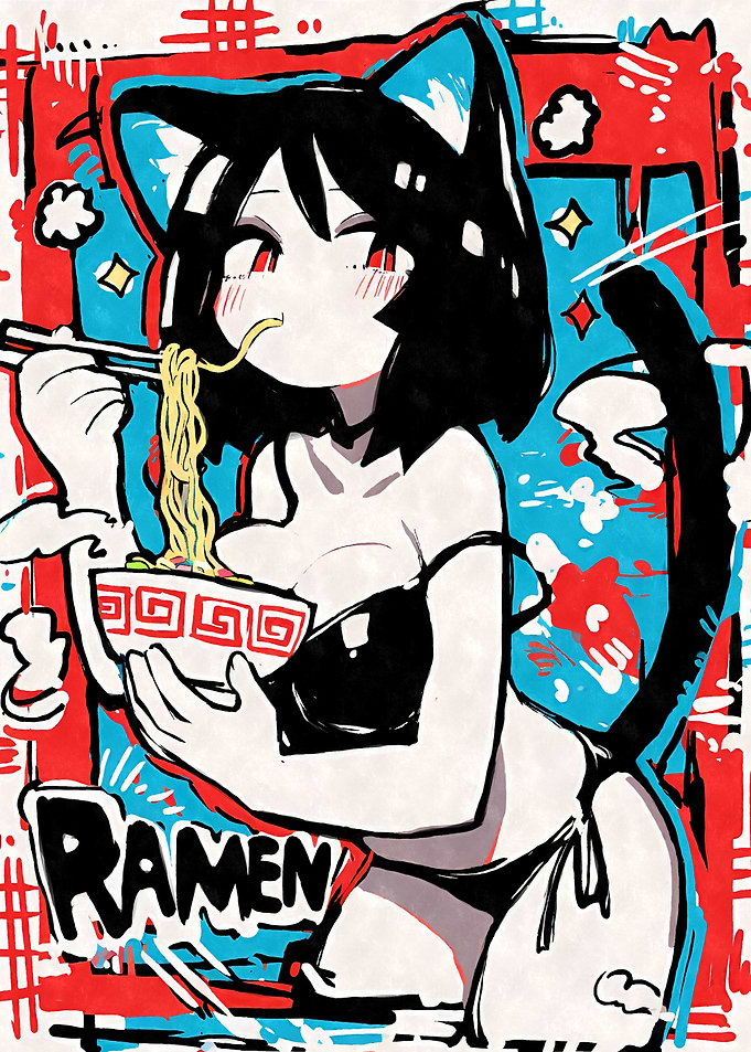 Sexy Cat Girl Ramen Graffiti