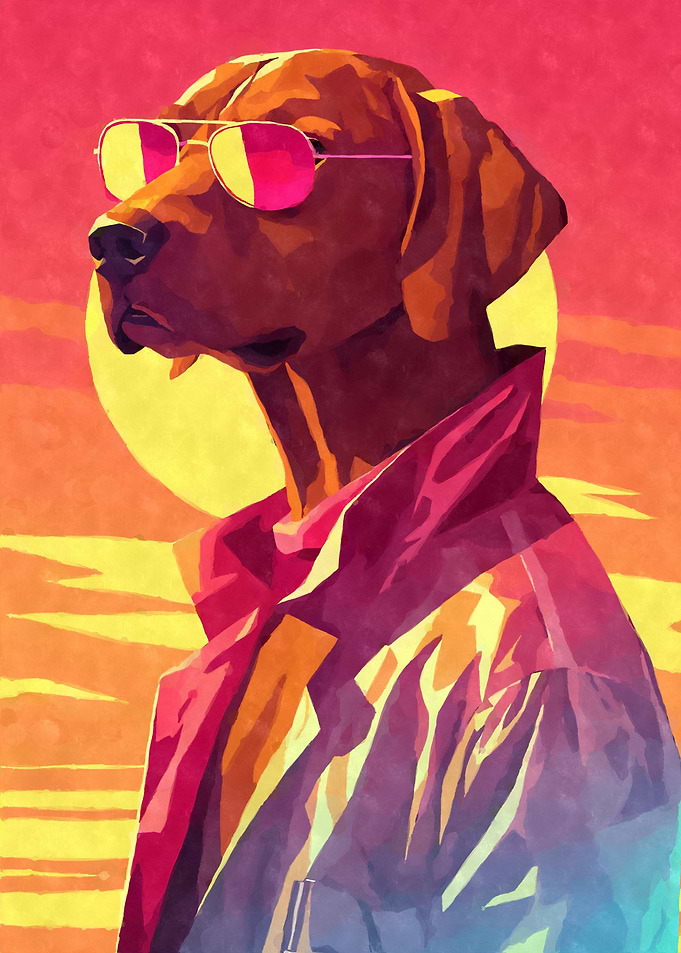 80s Retro Vizsla Dog