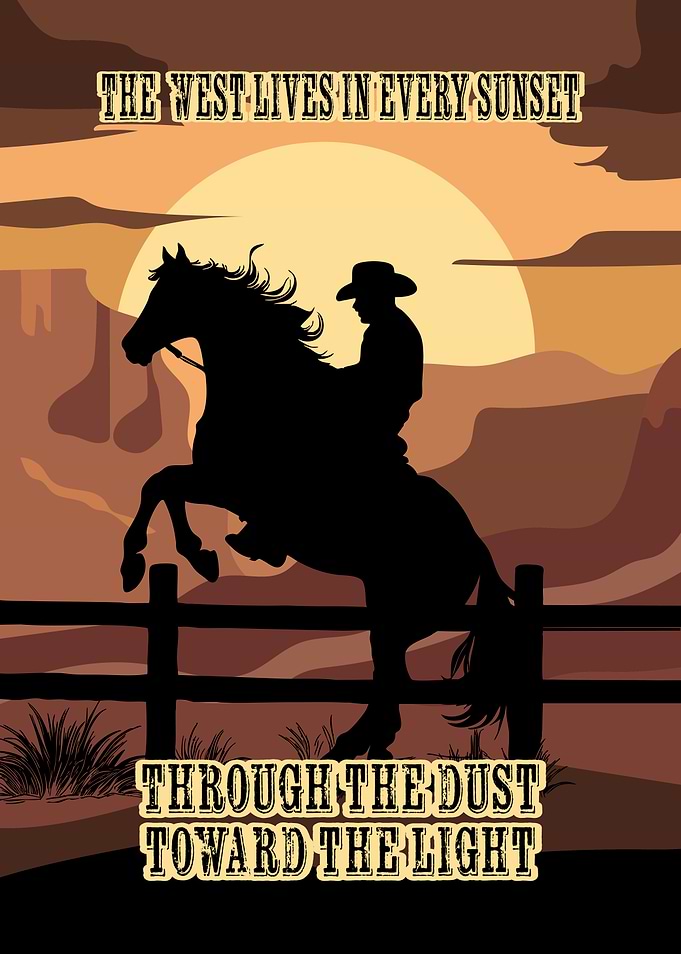 Cowboy Sunset Silhouette