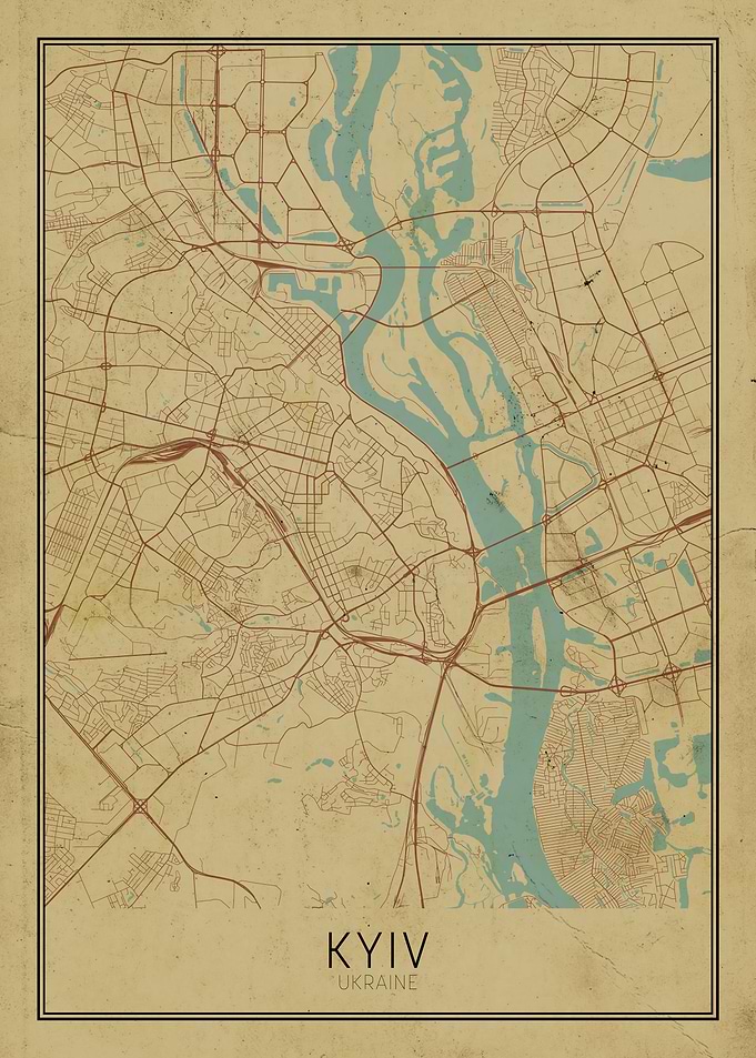 Vintage Kyiv City Map