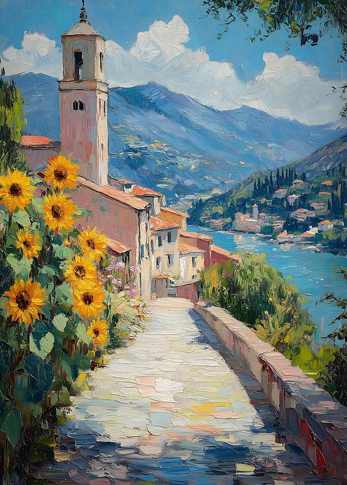 Sunflowers by the Lake