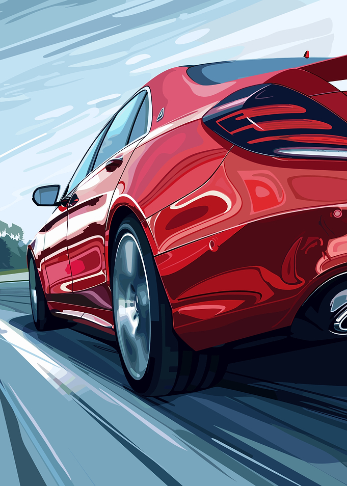 Red Sedan Speeding
