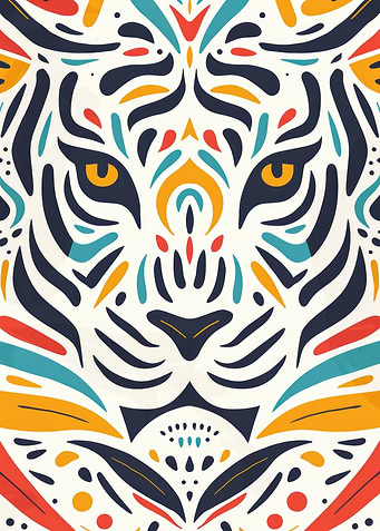 Tiger Face Abstract Art