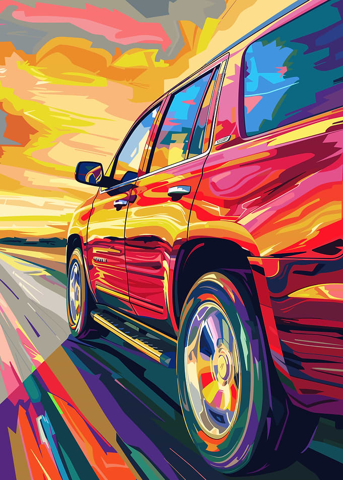Red SUV on Road