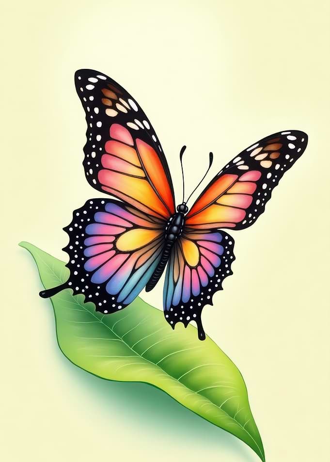 Colorful Butterfly on Leaf