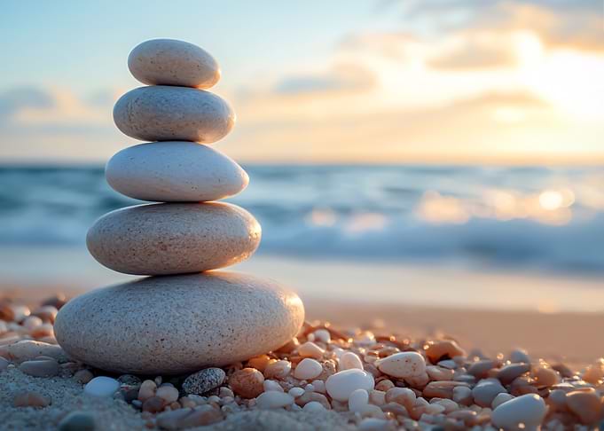 Zen Stones Beach Sunset