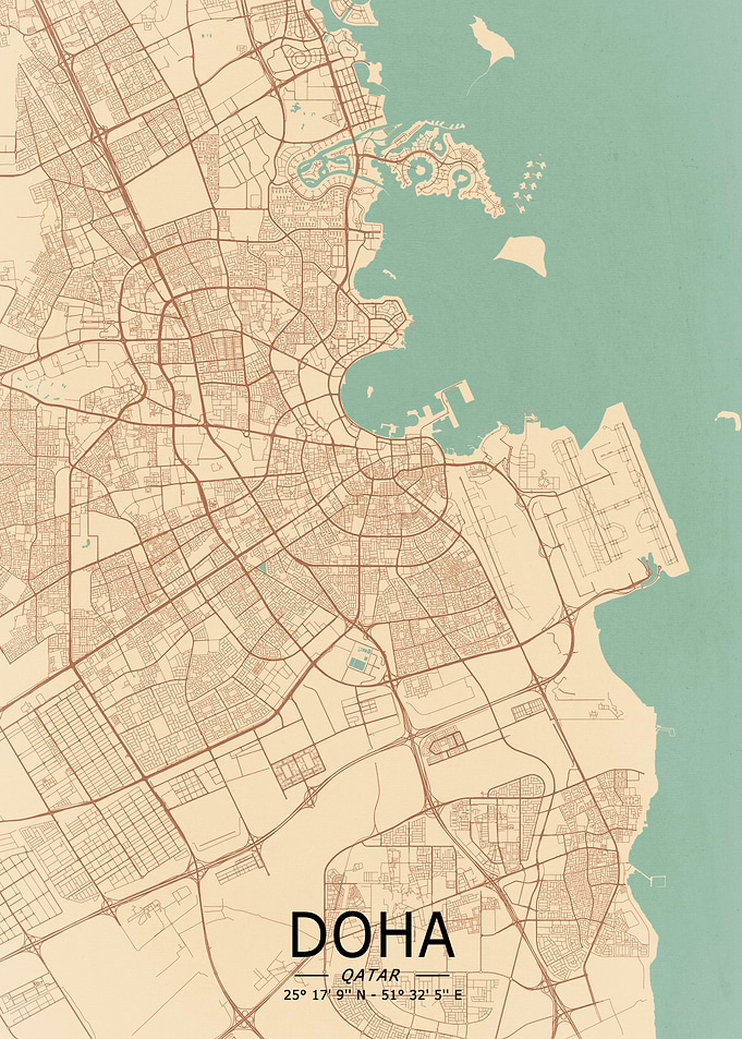 Doha Vintage City Map