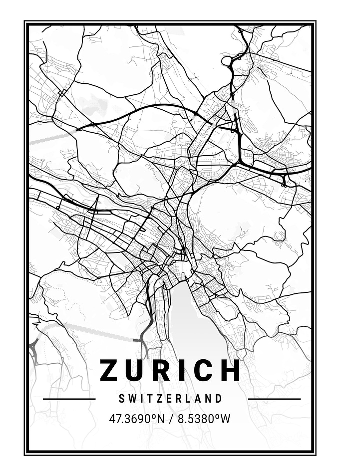 Zurich City Map Print