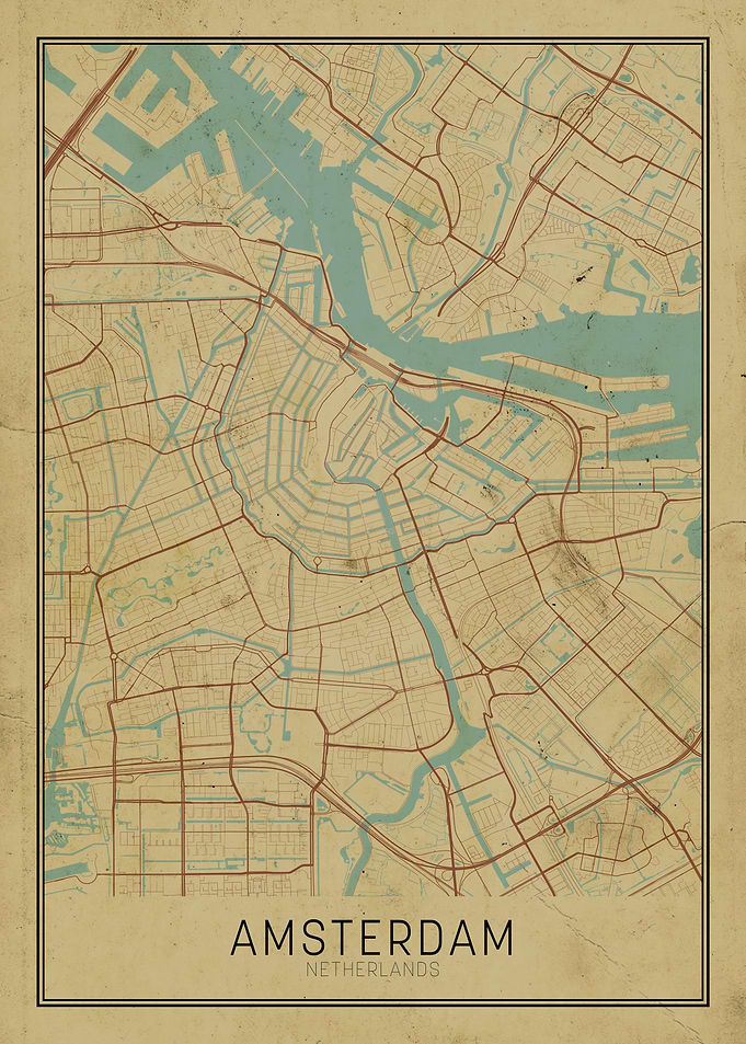 Vintage Amsterdam City Map