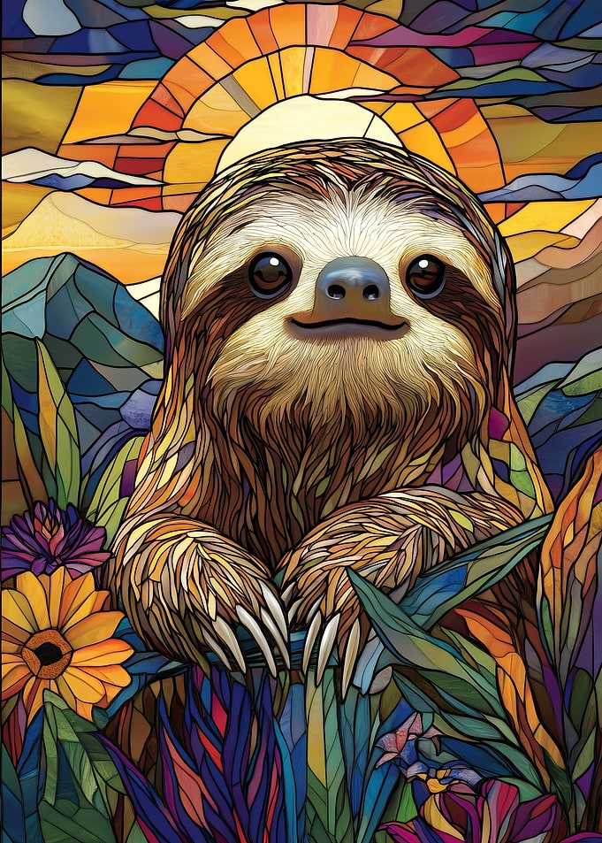 Sloth Sunset Stained Glass
