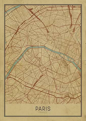 Vintage Paris City Map