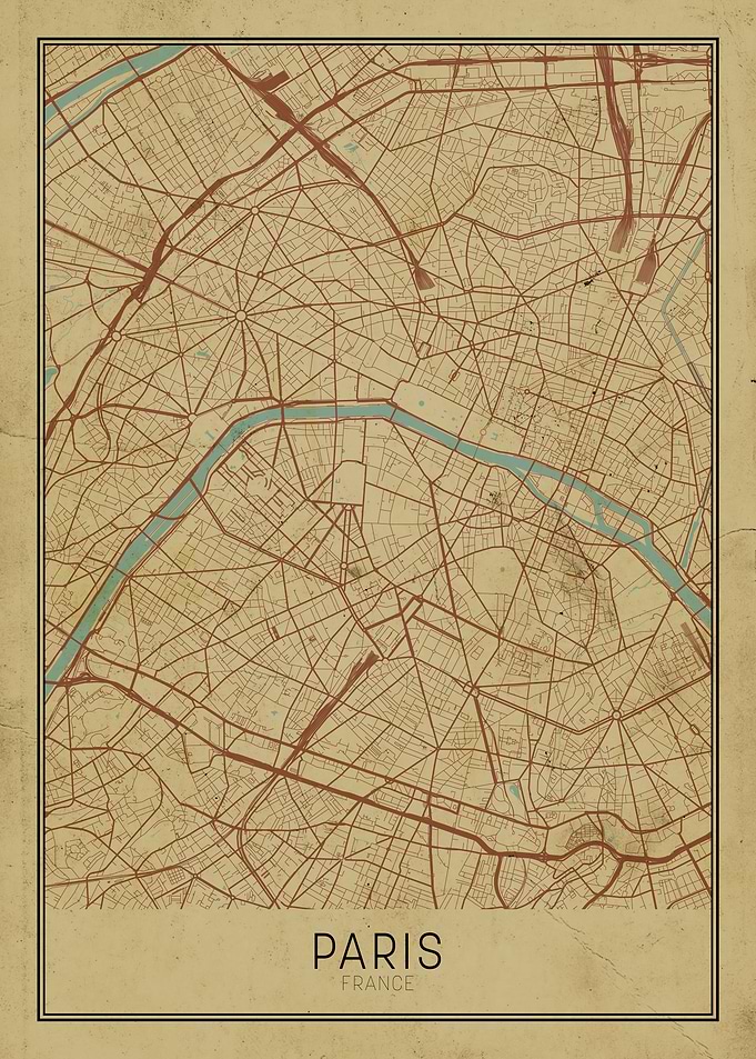 Vintage Paris City Map