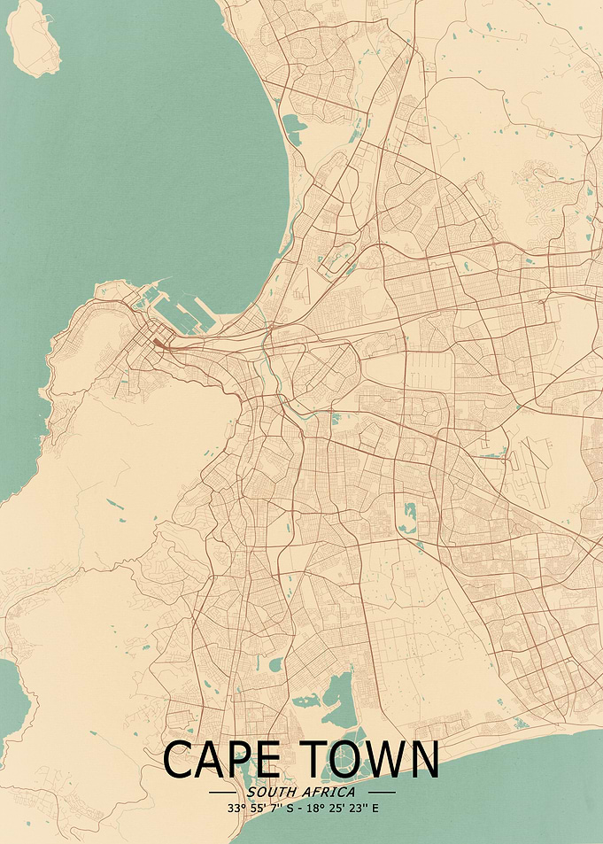 Cape Town Vintage City Map